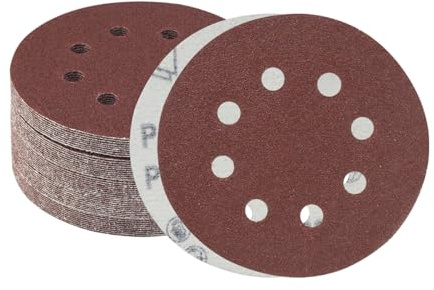 Meccion 125mm Discos de Lija 50 Piezas Grano 60 Lija Circular con 8 Agujeros Papel de Lija para Lijadora orbital Aleatoria