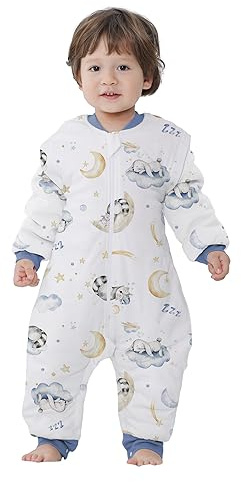 Baby Schlafsack mit Füßen 2.5 TOG Warm Gefüttert Winter Kinder Schlafsack abnehmbaren Ärmeln for Junge Mädchen (Blau, M)