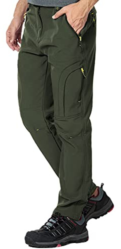 CARWORNIC Herren Wanderhose Skihose Fleece gefüttert Softshell Wasserdicht Schnee Outdoor Snowboard Hose mit Knöchelreißverschluss, 38W / 30L