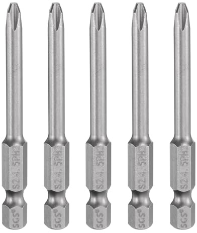 sourcing map Lot de 5 embouts de tournevis cruciformes PH2 6,35 mm à tige hexagonale de 65 mm de long magnétique en acier S2 de qualité industrielle Tige de 4,5 mm