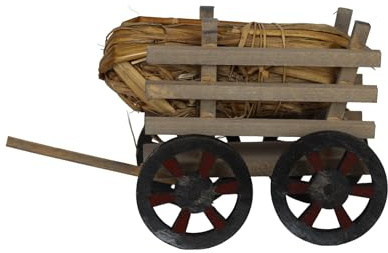 ZICOM Krippenzubehör Holzkarren beladen 13,5x6x8cm Holz – Detaillierter Miniatur-Holzkarren für Krippen