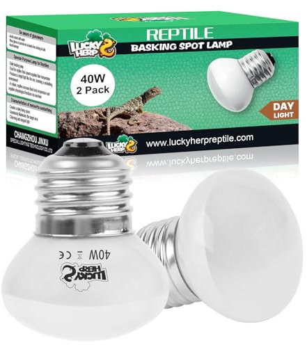 LUCKY HERP Basking Spot Wärmelampe, Reptilien Wärmelampe Terrarium 40W 2 Stück, E27 Terrarium Heizung Lampe für Reptilien, Schildkröten, Chamäleons, Eidechsen