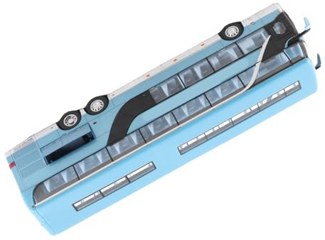 Acouto Elektrisch Spielzeugauto Spielzeugbus Stadtbus Maßstab 1:32 Aluminium Doppeldeckerbus-Modell Bus Spielzeug mit Licht und Musik für Kinder, Geschenkidee (Blau)