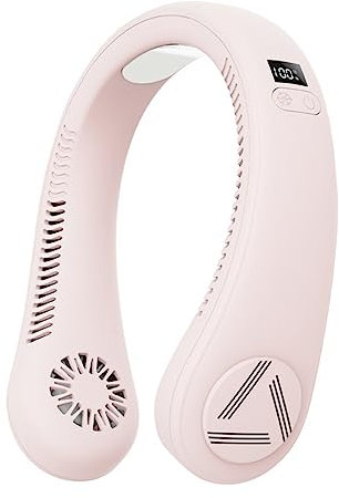 YIHANSS Air Conditioned Neck Fan,Personal Neck Fan with Refrigeration Chip Bladeless Fan Portable AC Cooling Fan Wearable Fan for Travel,Outdoor,Fast Cool,Pink (Pink)