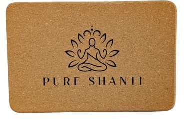 PURE SHANTI Yogablock aus Kork | 100% Naturmaterialien | Abgerundete Ecken | Frei von Schadstoffen und Allergenen | Sehr angenehmes Hautgefühl | 23 x 12 x 7,5 cm