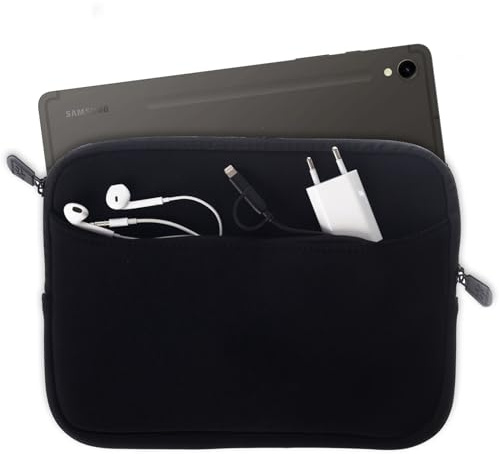 honju Darkroom Samsung Galaxy Tab A9+ (Plus) / Tab Active4 Pro/Tab S9 / Tab S9 FE Tasche (Neopren Sleeve mit großem Außenfach, Mikrofaser Innenseite, Leichtgängiger Reißverschluss) | Robustes Neopren Case mit Mikrofaser-Innenfutter und Außenfach für Zubehör, ideal für Galaxy Tab S8 S7 A8 A7 S6 Lite