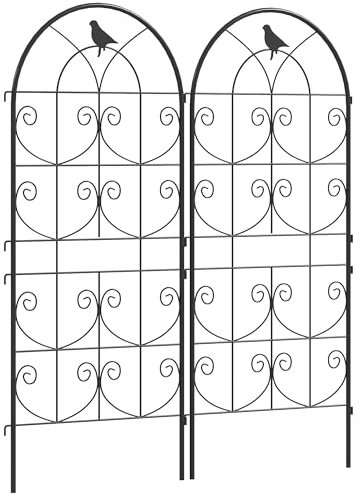 Outsunny Rankgitter Metall 2er Set zum Stecken rostfrei Rankhilfe mit Vogeldesign für Kletterpflanzen 50x120 cm Spalier für Zimmerpflanzen Pflanzenspalier für Tomaten Blumen Kletterpflanzen Schwarz