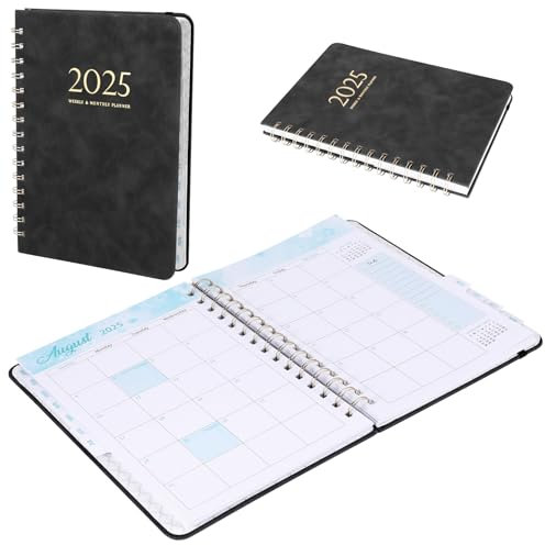 Terminplaner 2025 A5, Terminkalender Buch 2025 Buchkalender 2025 Planner Kalender von Jan - Dez Wochenplaner A5 1 Woche 2 Seite, Kalender Buch mit PU-Leder Softcover für Schüler, Lehrer, Mitarbeiter