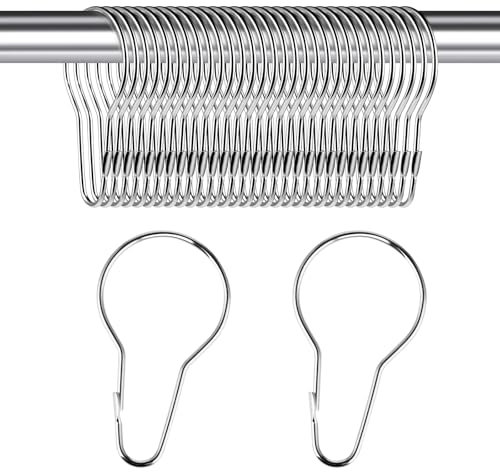 Oruola 30 Stück Duschvorhang Haken,Vorhangring mit Clips,Duschvorhangringe,Edelstahl Duschvorhang Ringe,Shower Curtain Rings für Badezimmer,Schlafzimmer,Küche,Vorhangstangen,Kleiderstange(Silber)