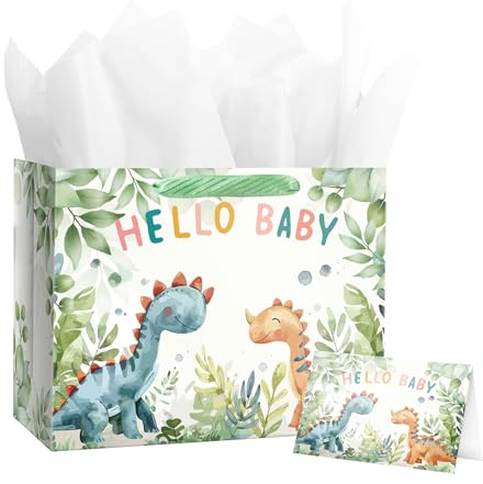 Linelglobal Geschenktüte für Babyparty, Tier-Design für Baby, Jungen, Mädchen, Geburtstag, Neugeborene, 32 cm