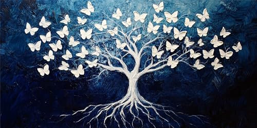 Malen Nach Zahlen Mond, Malen Nach Zahlen Erwachsene, DIY Ölgemälde Leinwand Set mit 3 Pinsel und Acrylpigment für Frauen Home Deko Geburtstag Weihnachten Geschenk - 40x80 cm Baum Des Lebens Z-695