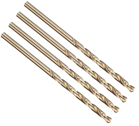 PATIKIL 3mm Drill Bit M35 Cobalt 5% High-Speed Steel 4 Pack | Jobber Straight Shank 135° Gold Finish for Stainless Steel Hard Metal