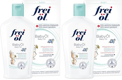 frei öl BabyÖl, essbar, 100% natürliche Inhaltsstoffe; begleitend bei Neurodermitis (Babys, Kinder, Erwachsene), parfümfrei, schützt vor Wundwerden, von Hebammen empfohlen, vegan, 140 ml