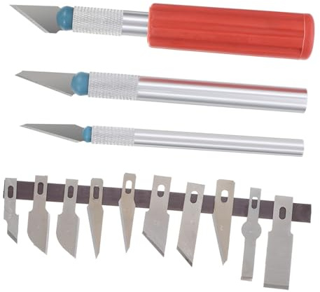 jojofuny 13pezzi Bisturi da Incisione Set di Coltelli per Sbavatura Taglio e Intaglio Strumento di Precisione per Modellismo Fai da Te Artigianato Riparazione e Scultura Lama Sostituibile