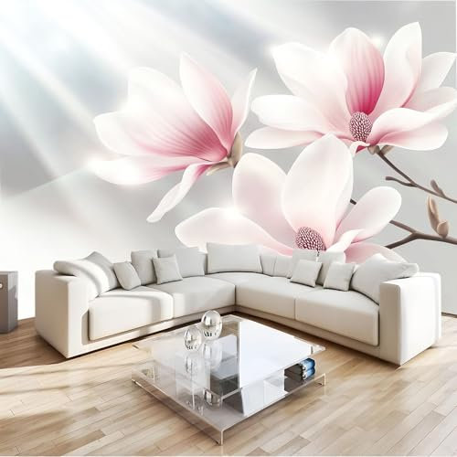 Carta Da Parati Fotografica Piante, Fiori E Foglie In 3D 250 x 175 cm Vello Sfondo Murale per Pareti Soggiorno Camera Da Letto Sala Fotomurali In Tessuto Non Tessuto, Leggero