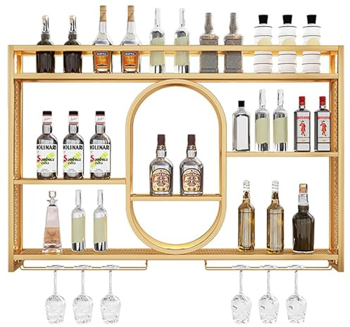 Widppsopt Étagère à vin Murale, étagère Flottante pour Bar avec Porte-Verres à vin, présentoir Mural pour Bar, étagère de Rangement à vin Grande capacité pour Bar, Cave à vin
