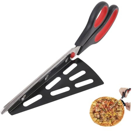 DECOMELODY Ciseaux Pour Pizza Avec Spatule Amovible Rouge Pour Découper Et Servir La Pizza Sans Abîmer La Pâte