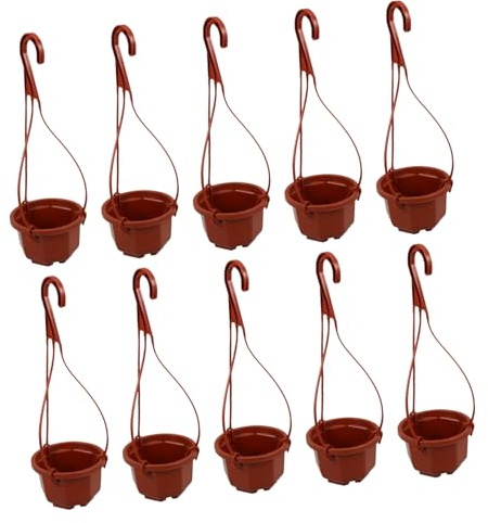 Hemobllo 10 set Vasi Appesi Ottagonali in Plastica con Ganci Fioriere Sospese per Balcone e Recinzioni Vasi per Piante da Esterno con Drenaggio per Piante