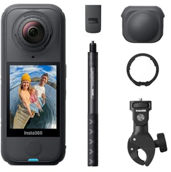 Insta360 X4 Air Motorrad-MultiView-Bundle – 165 g leichte 8K 360°-Kamera, Unsichtbarer Selfie-Stick, auswechselbare Linsen, Aufnehmen & dann ausrichten, integr. Windschutz, FlowState-Stabilisierung