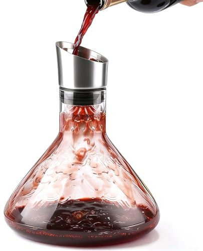 Carafe à vin rouge avec aérateur de vin 1500 ml - Carafe à vin anti-goutte - Décanteur de vin avec filtres - Cadeau pour les beaux-parents et les amateurs de vin