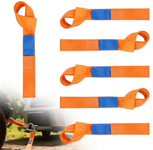 6 Pièces Sangles de Sûreté Transport Motos, 2000kg Capacité, Double Boucles d'Arrimage pour Auto Moto Remorque, Sangles de Levage 450 x 38mm