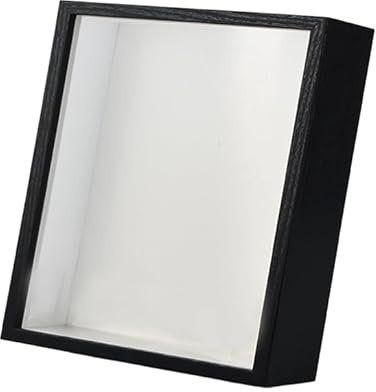 Cadre Photo 3D à Remplir pour Objet, Cadre de Boîte d'Ombre A4, Cadre Photo Profondeur 5cm en Bois, Cadres Vitrine Profond pour Photos Fleurs Souvenirs Médailles (25x25cm;Noir)