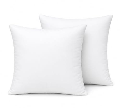 Cushion Inserts 50x50 cm (20x20 inch) Hollow Virgin Fibre Inner Pads for Sofa or Bed – Hypoallergenic Cushion pads polyster square Standard stuffer pack of White Cushion Fillers (Pack of 2)