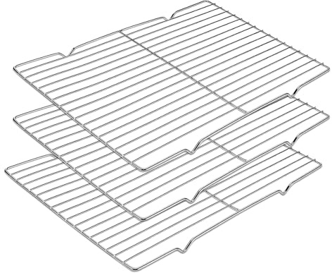 3 Pcs Cooling Racks for Cooking Roasting Grilling Drying, 30 * 20.5cm Wire Racks, Oven Baking Tray Accessory, Grill Racks for BBQ Cake Bread Meat Cookies