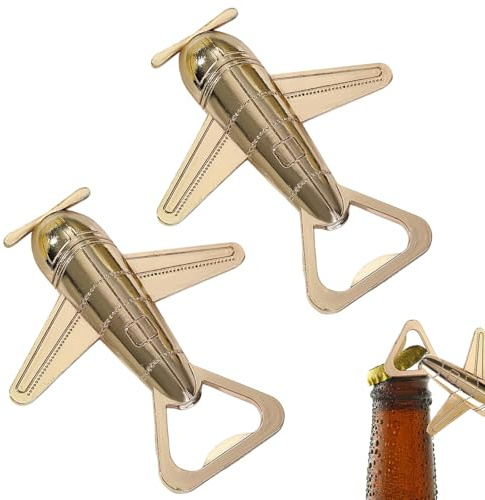 HORREX 2 Pezzi Cavatappi Professionale di Birra, Apribottiglie a Forma di Aeroplano, Oggetti Strani per Feste in Metallo a Tema da Viaggio per Matrimoni Feste Ospiti Regalo di Viaggio Bar