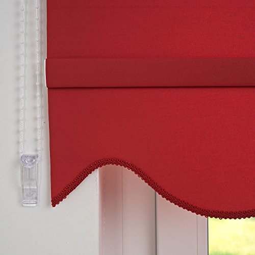 JalousieCrew Verdunkelungsrollo Kettenzugrollo mit Volant Klassik Seitenzug Rollo rot - 60-240 cm Länge 180 cm Blickdicht Blickschutz Tür Fenster (170 x 180 cm)