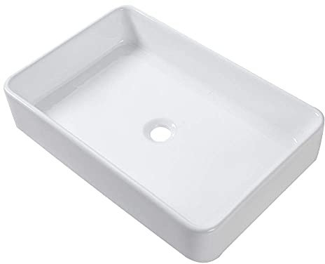 Lordear White Bathroom Sink 24x16 Rectangle Bathroom Vessel Sink Modern Above Counter White Farmhouse 24 Inch Bathroom Sink Porcelain Ceramic Vanity Sink Art Basin
