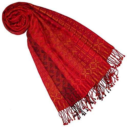 LORENZO CANA Pashmina duk 70 x 180 cm bomull damhalsduk ylle stola flerfärgad färgglad naturfiber halsduk naturfiber märkeshalsduk fransar vävd