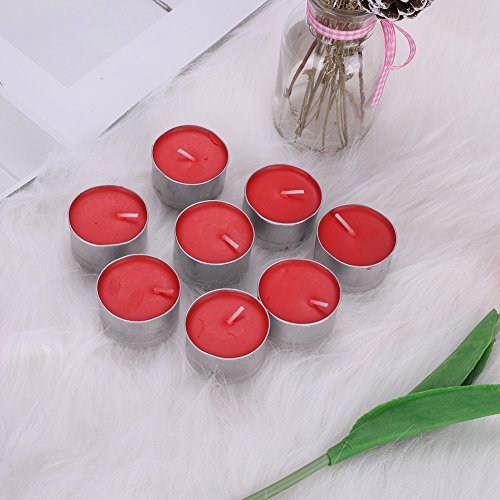 IBLUELOVER Lot de 50 Bougie Cire Beurre Naturelles Non Parfumées Bougies Chauffe-Plat 8 Heures Durée de Combustion Bougie Non-Fumeur dans Tasse en Aluminium pour Bouddhisme Mariage Anniversaire