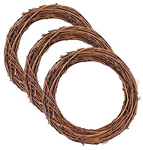 LICHENGTAI Ghirlande in rattan, 3 pezzi, stile retrò, ghirlanda di vite, in rattan naturale, per il fai da te, per la porta di Natale, 20 cm