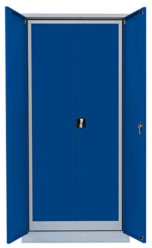 Lüllmann Set 2X Flügeltürenschrank 4,5 OH und 5 OH Metallschränke abschließbar lichtgrau/enzianblau