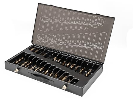 BaerCoil BAER Spiralbohrer HSSE Extrem-Bohrer Magazin (93-teilig - 0,5mm steigend) 1-13 mm - Spiralbohrer-Set - Spiralbohrersatz HSSE/CO - Bohrer Set