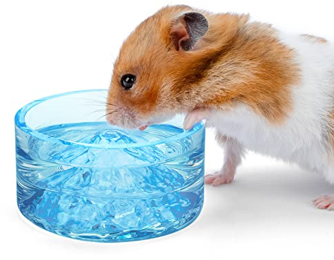 Niteangel - Ciotole per criceti e acqua, in vetro, per criceti nani, gerbilli, topi o altri animali di piccola taglia (azzurro)