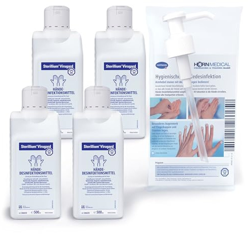 Sterillium VIRUGARD viruzides Handdesinfektionsmittel SETs inkl. Dosierpumpe beseitigt Bakterien zu 99,9% (4x 500ml)