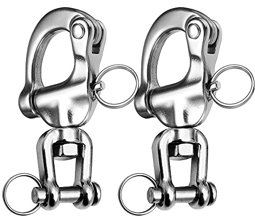 NECMETU Snap Shackle Sailing Halyard, 316 Stainless Steel Clevis Swivel Jaw Swivel Shackle, Quick Release Snap Hook for Sailing Rigging Shackles