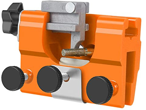 Beenle-Icey UK Chainsaw Sharpening Jig Chainsaw Sharpener Portable Hand Crank Chainsaw Sharpeners with Grinding Head Aluminium Alloy Chainsaw Sharpener Tool for Chain Saws and Electric Saws(orange)