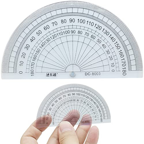 LRMYS Goniometro trasparente a 180 gradi, in plastica trasparente, per studenti di matematica, scuola, ufficio, insegnanti, confezione da 1