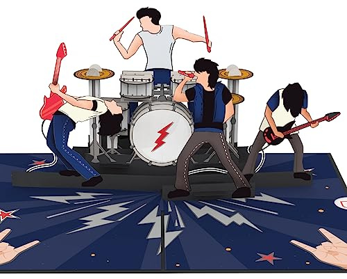 papercrush® Carta pop-up Rock & Roll Concert - Biglietto di compleanno 3D per visita a concerti o festival per amico e uomo - Buono regalo o regalo in denaro per compleanno, confezione per carte di
