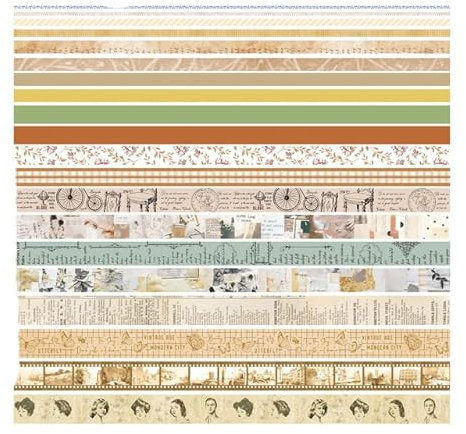 KEOJI 20 Rolls Vintage Washi Tape Set Wide Floral Stamp Letter Old Newspaper Decorative ing Tape DIY Stationery School Supplies-S,Eternity of Memory