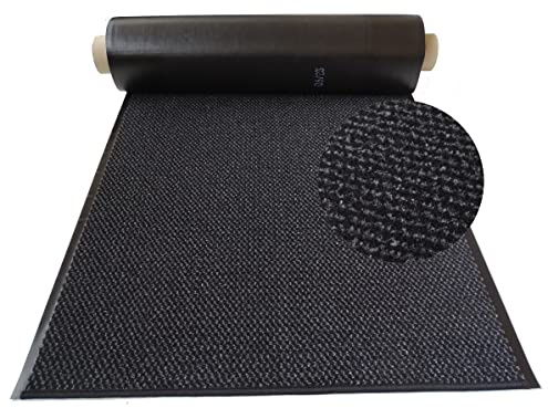 MERTEX Schmutzfangläufer Meterware 90 cm schwarz meliert- Schnittkanten gekettelt (90 x 950 cm, Dark)