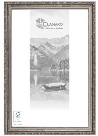 CLAMARO 'VIKTOR' Bilderrahmen Antik 60x80 Massivholz | Grau Silber | Shabby Chic Vintage Barock | Holzrahmen inkl. Acrylglas, Rückwand, Aufhänger (Querformat & Hochformat)