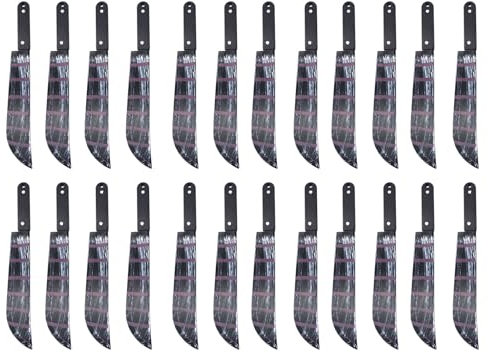 labreeze 24x Fake Blooded Machete Weapon Black Plastic 50 Cm Halloween Horror Killer Fancy Dress Party Costume Prop