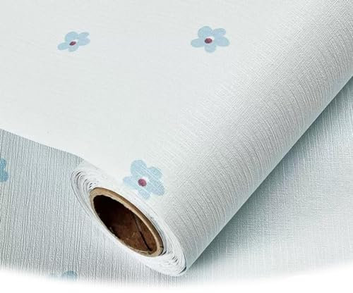 HCZION Blumen Tapete Selbstklebende Wandaufkleber Tapete Möbelaufkleber Beige Klebefolie Vinyl Wasserdicht Dekorfolie Wandtapete Für Wohnzimmer Küche (Color : Blue 1)
