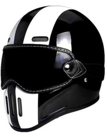 Vintage Motorrad Integralhelme, Motorrad Motocrosshelme Mit Schutzbrille, Retro Open Face Motorrad Helme DOT/ECE-Zulassung, Herren Damen Lokomotive Helme Für Moped Roller ( Color : A , Size : L=(59-60