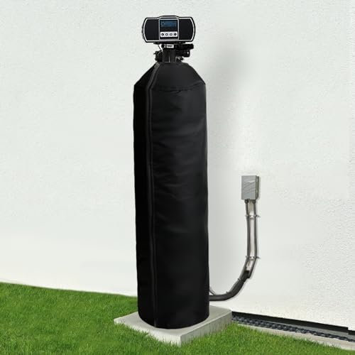Sobana Cubierta de tanque de ablandador de agua aislada para exteriores, cubierta de tanque de ablandador de agua resistente para evitar la sudoración (12 x 52 pulgadas, negro)
