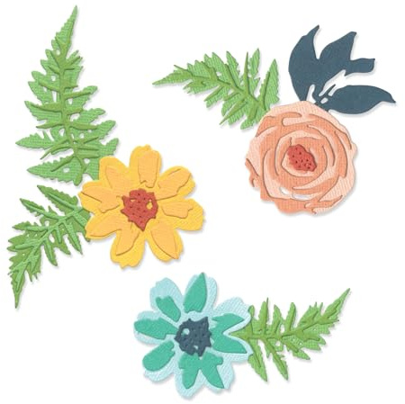 Sizzix Thinlits Stanzschablonen-Set Blumen und Farn, mehrfarbig, Einheitsgröße